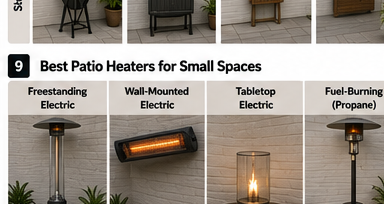 Four patio heater formats compared for compact outdoor spaces